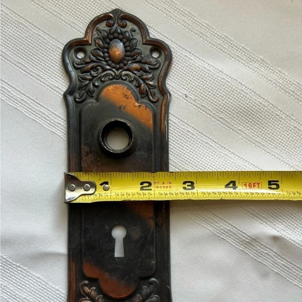 Vintage Ornate Knob Plate Reclaimed Decorative Early 1900s 8” Long